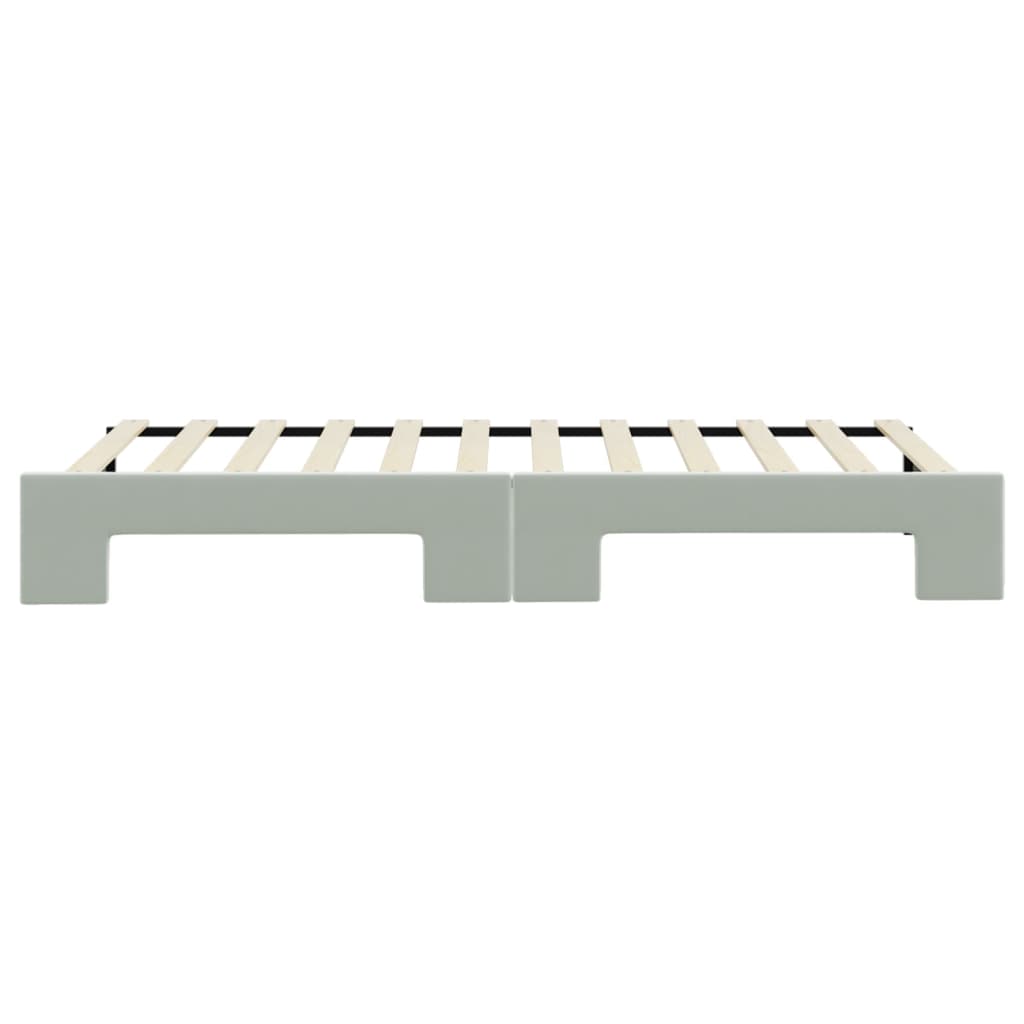 Slaapbank met onderschuifbed 90x200 cm fluweel lichtgrijs