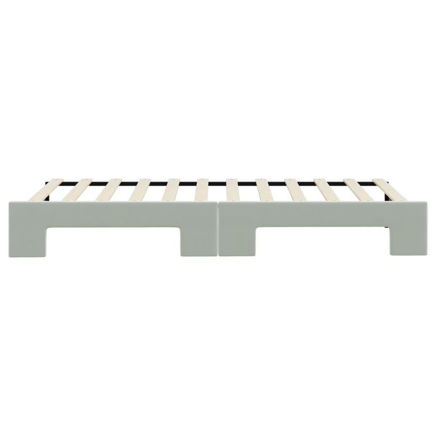 Slaapbank met onderschuifbed 90x200 cm fluweel lichtgrijs
