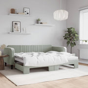 Slaapbank met onderschuifbed 90x200 cm lichtgrijs fluweel