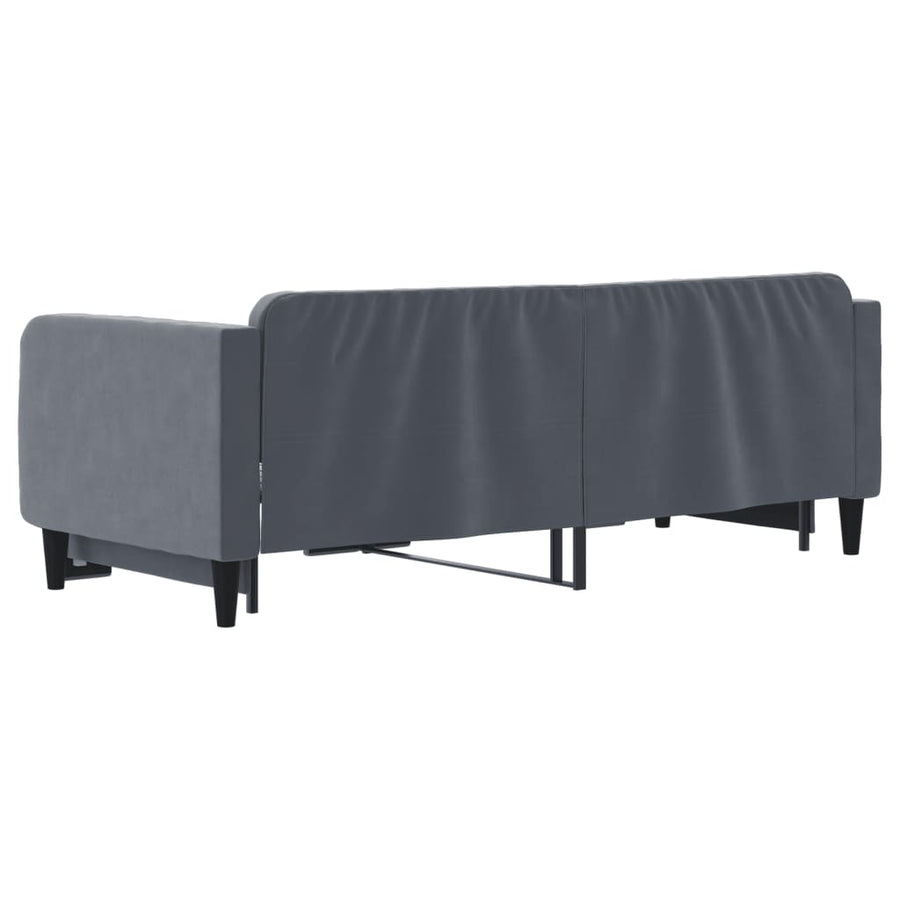 Slaapbank met onderschuifbed 90x200 cm fluweel donkergrijs