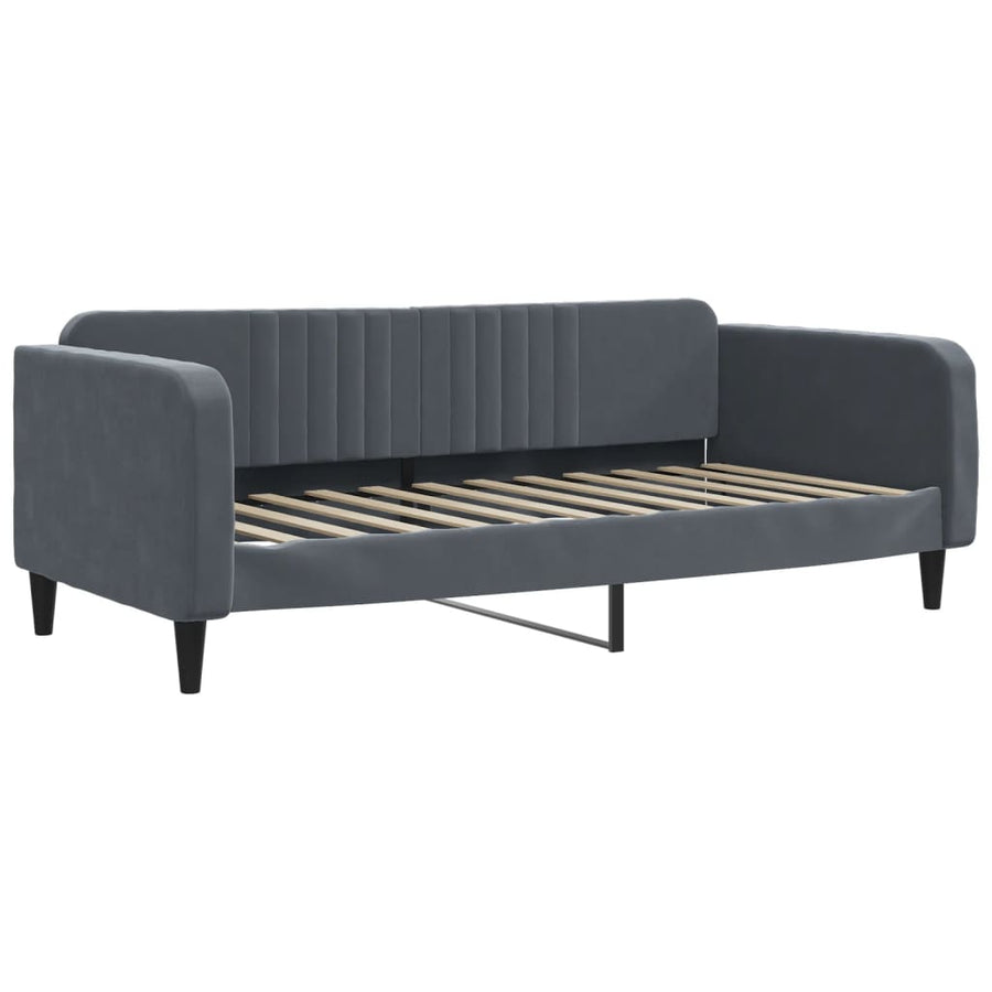 Slaapbank met onderschuifbed 90x200 cm fluweel donkergrijs