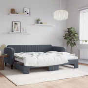 Slaapbank onderschuifbed 90x200 cm fluweel donkergrijs
