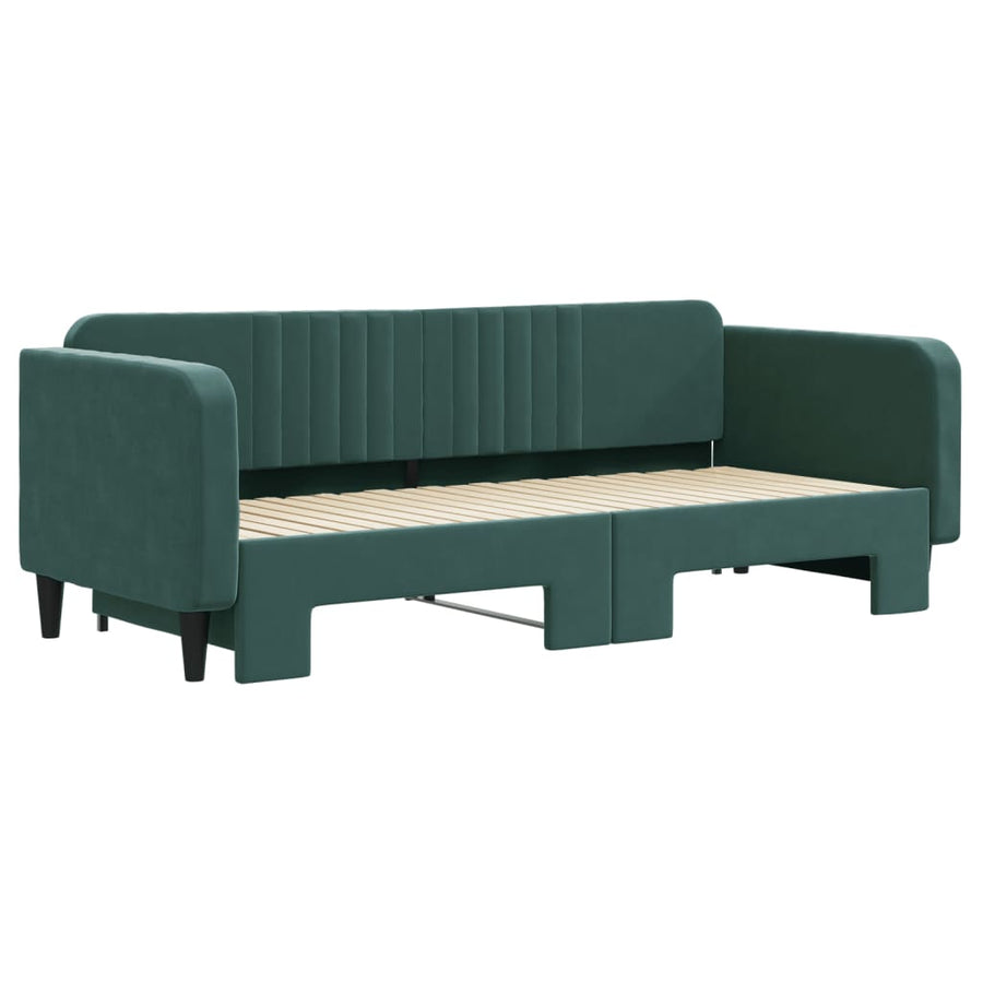 Slaapbank Fluweel Donkergroen 90 x 200 cm met onderschuifbed