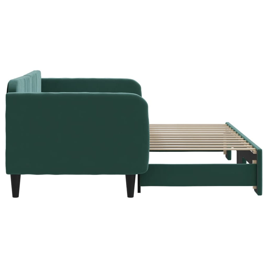 Slaapbank Fluweel Donkergroen 90 x 200 cm met onderschuifbed