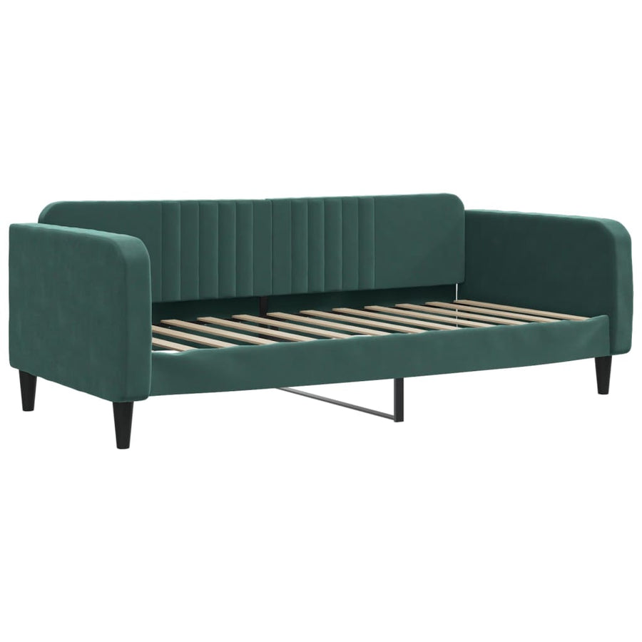 Slaapbank Fluweel Donkergroen 90 x 200 cm met onderschuifbed