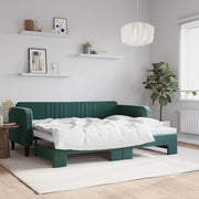 Slaapbank onderschuifbed 90x200 cm fluweel donkergroen