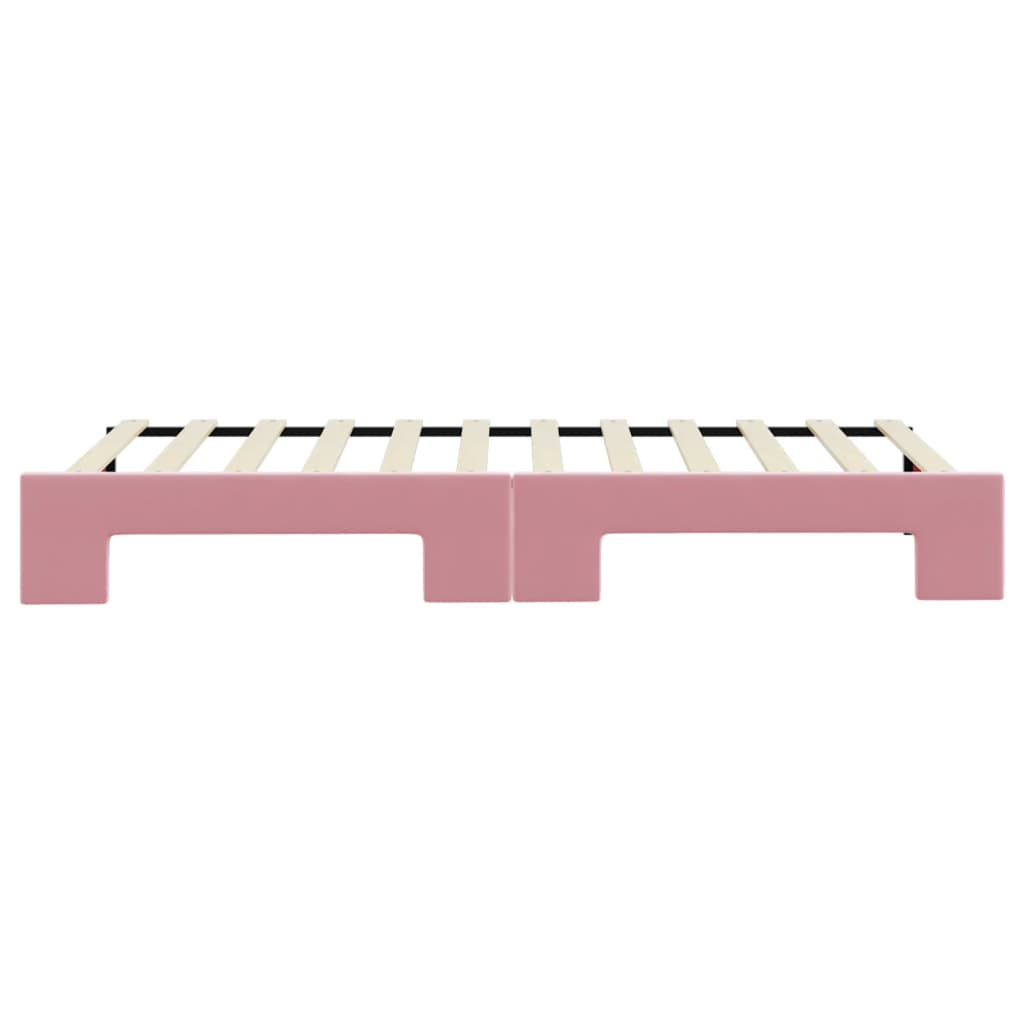 Slaapbank met onderschuifbed 90x200 cm fluweel roze
