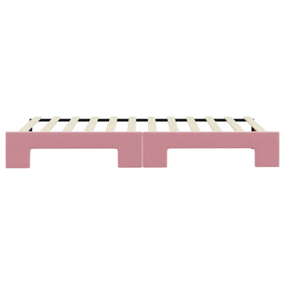 Slaapbank met onderschuifbed 90x200 cm fluweel roze