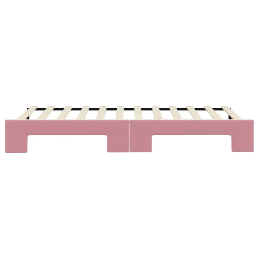 Slaapbank met onderschuifbed 90x200 cm fluweel roze