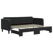 Slaapbank Fluweel 90 x 200 cm Zwart met onderschuifbed