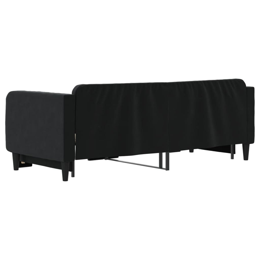 Slaapbank Fluweel 90 x 200 cm Zwart met onderschuifbed