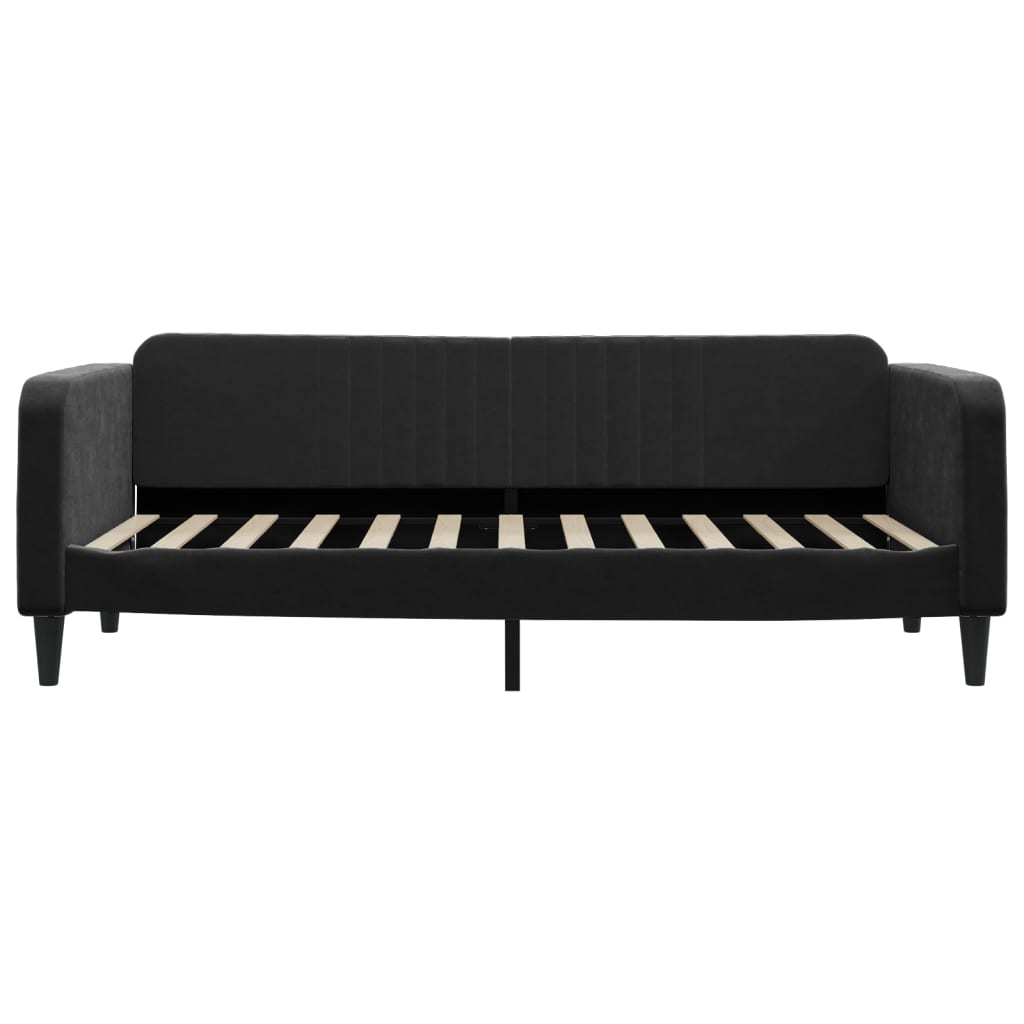 Slaapbank Fluweel 90 x 200 cm Zwart met onderschuifbed