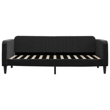 Slaapbank Fluweel 90 x 200 cm Zwart met onderschuifbed