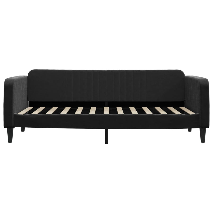 Slaapbank Fluweel 90 x 200 cm Zwart met onderschuifbed