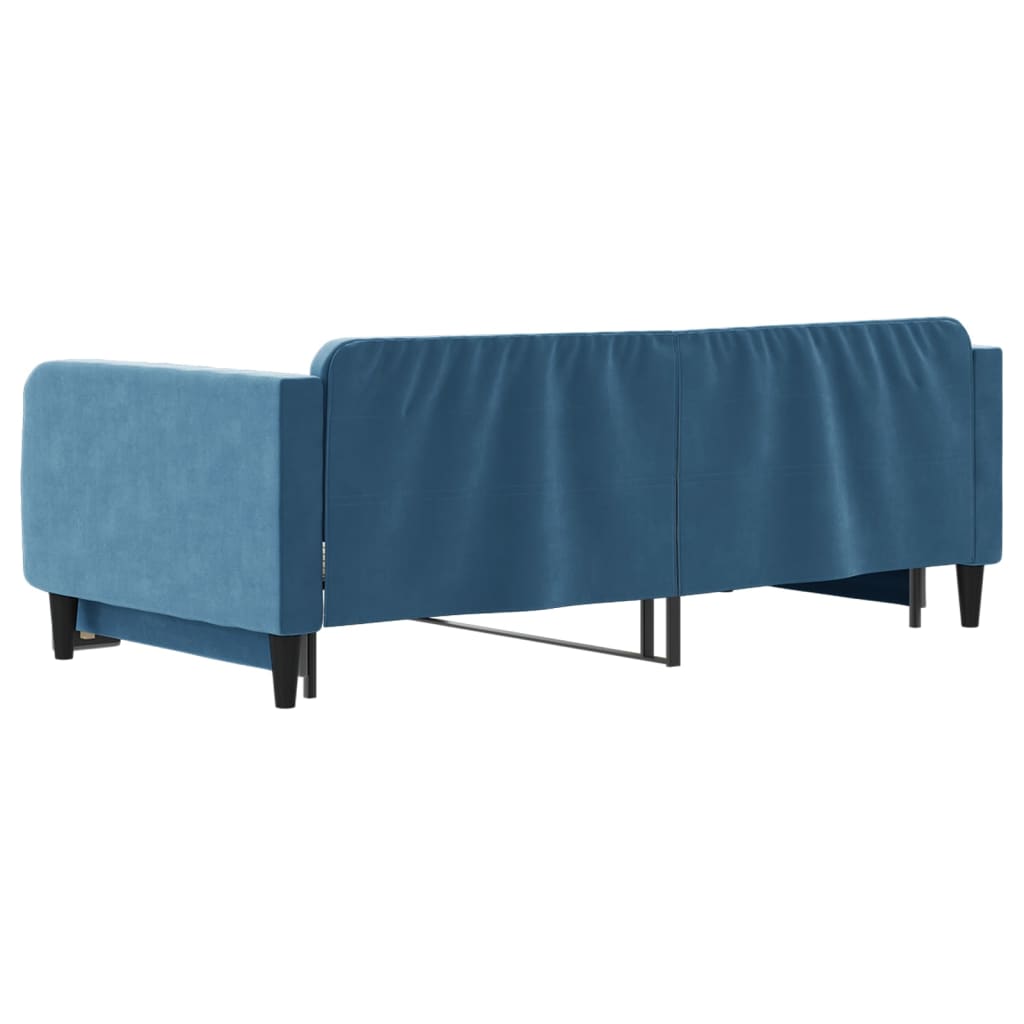 Slaapbank Fluweel 100 x 200 cm Blauw met onderschuifbed