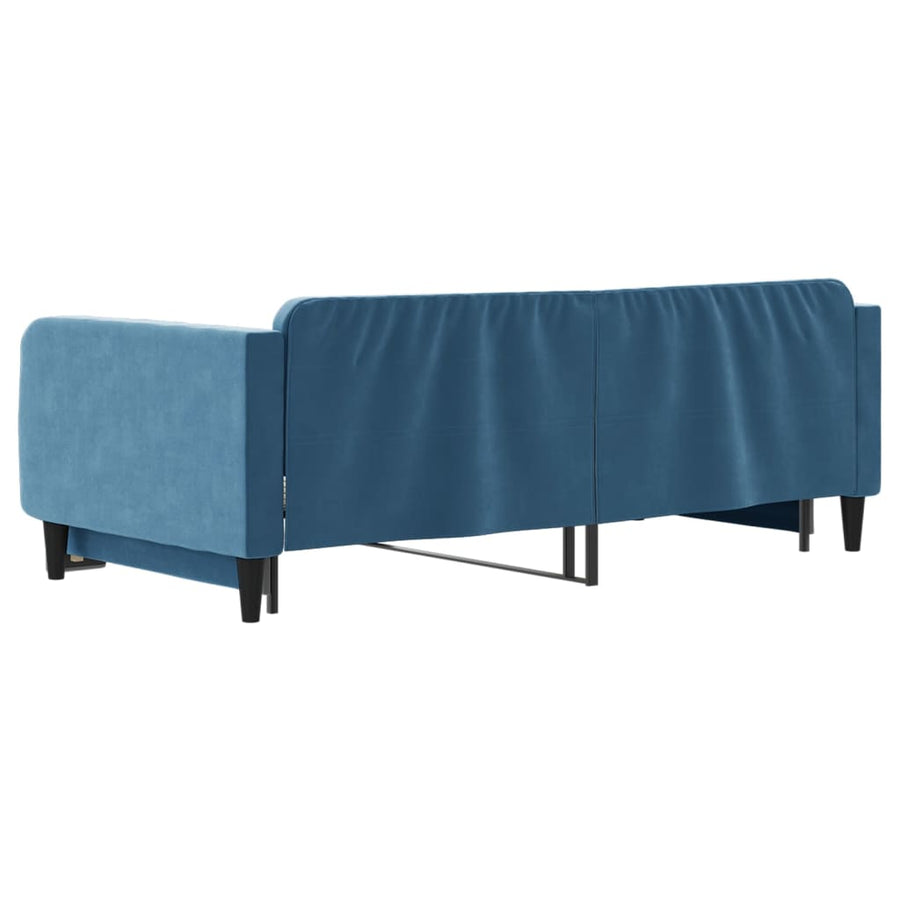 Slaapbank Fluweel 100 x 200 cm Blauw met onderschuifbed