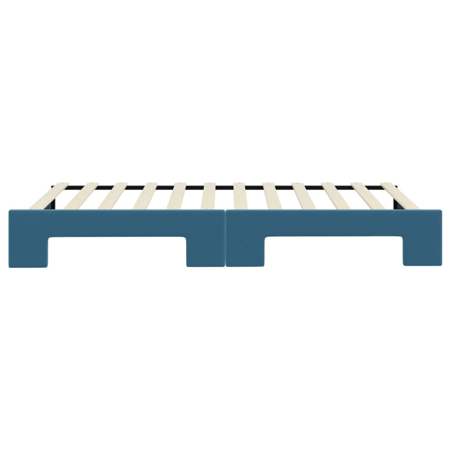 Slaapbank Fluweel 100 x 200 cm Blauw met onderschuifbed