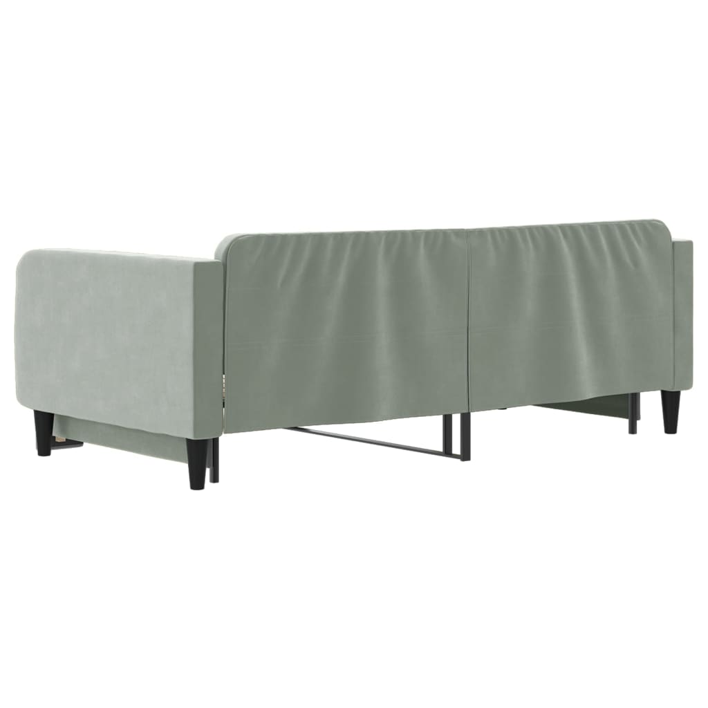 Slaapbank Fluweel 100 x 200 cm Lichtgrijs met onderschuifbed