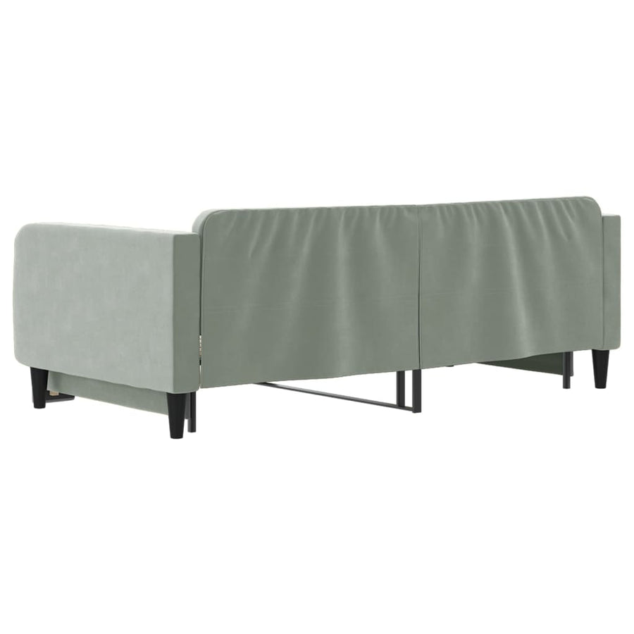 Slaapbank Fluweel 100 x 200 cm Lichtgrijs met onderschuifbed