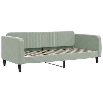 Slaapbank Fluweel 100 x 200 cm Lichtgrijs met onderschuifbed