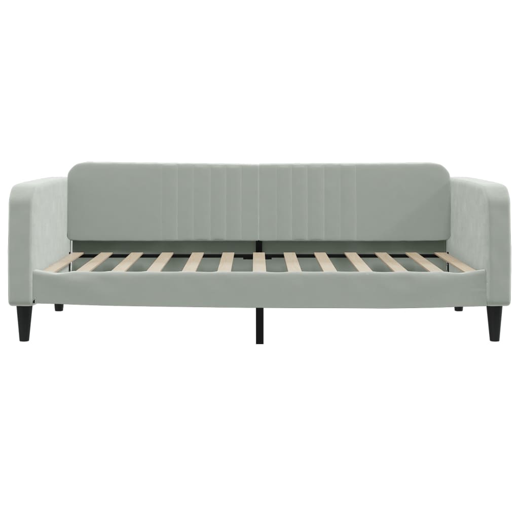 Slaapbank Fluweel 100 x 200 cm Lichtgrijs met onderschuifbed