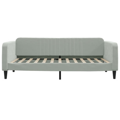 Slaapbank Fluweel 100 x 200 cm Lichtgrijs met onderschuifbed