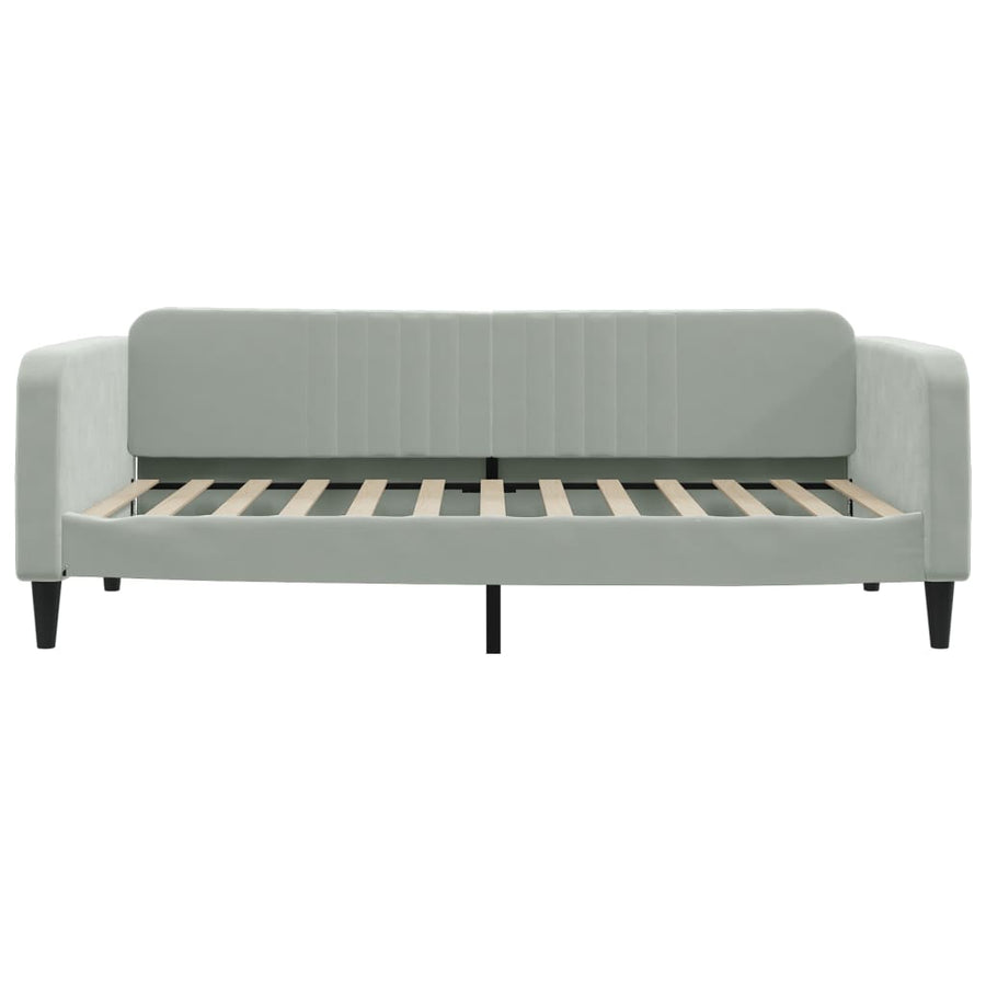 Slaapbank Fluweel 100 x 200 cm Lichtgrijs met onderschuifbed