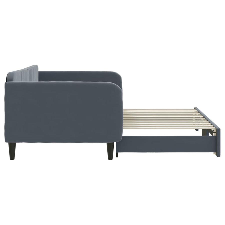 Slaapbank met onderschuifbed 100x200 cm fluweel donkergrijs