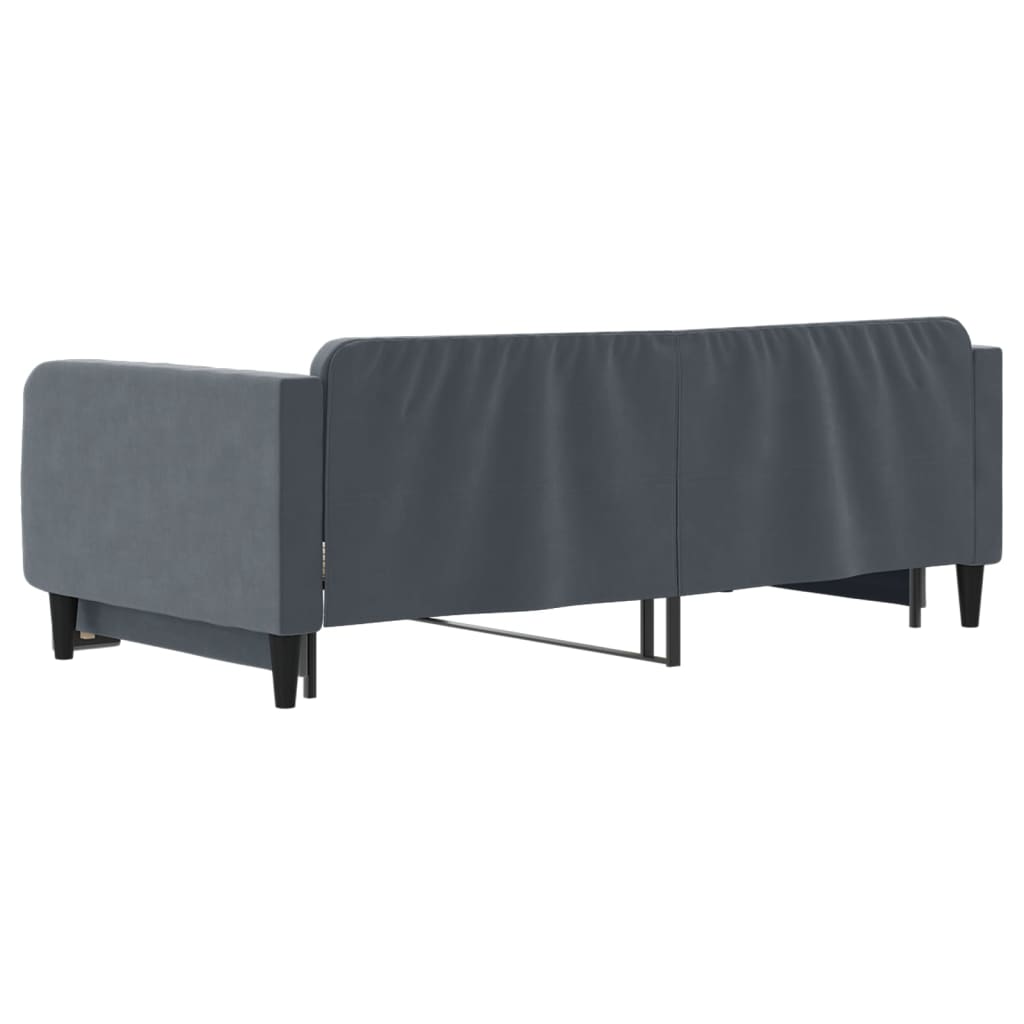 Slaapbank met onderschuifbed 100x200 cm fluweel donkergrijs
