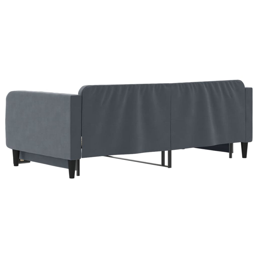 Slaapbank met onderschuifbed 100x200 cm fluweel donkergrijs