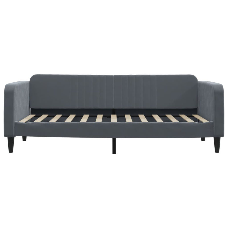Slaapbank met onderschuifbed 100x200 cm fluweel donkergrijs