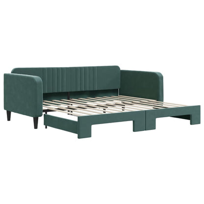 Slaapbank Fluweel Donkergroen 100 x 200 cm met onderschuifbed