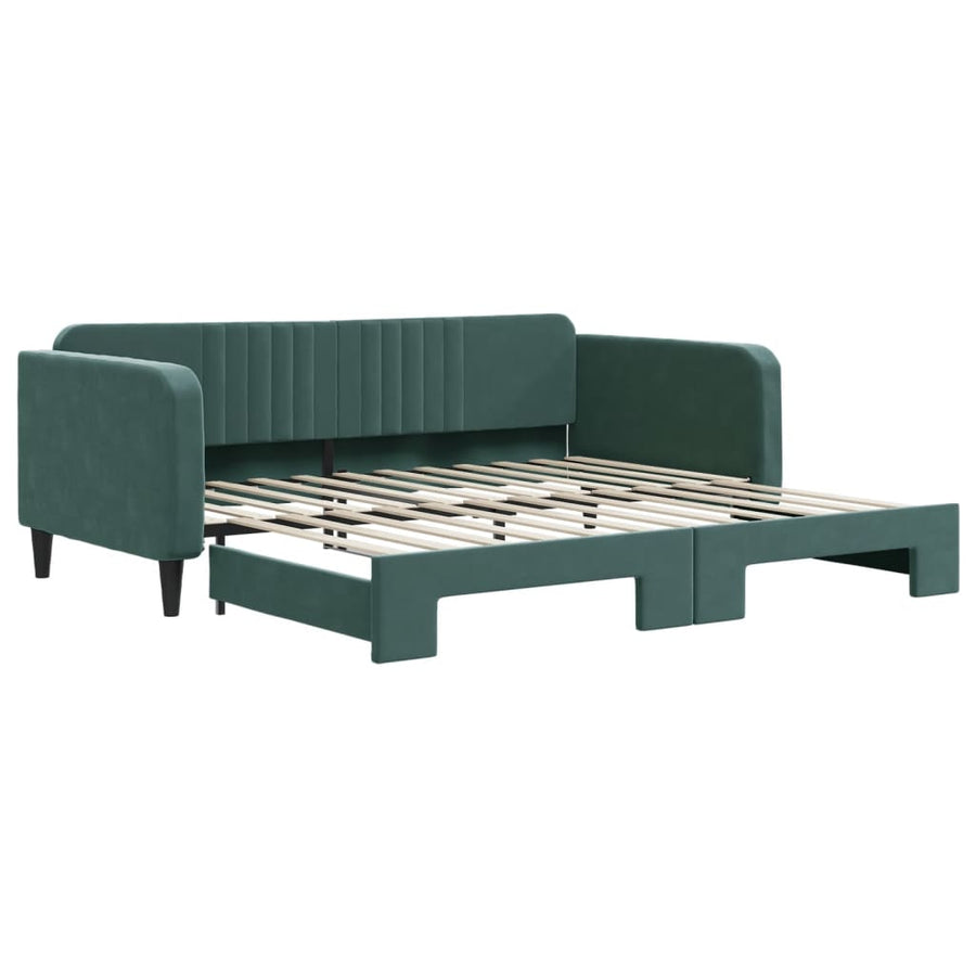Slaapbank Fluweel Donkergroen 100 x 200 cm met onderschuifbed