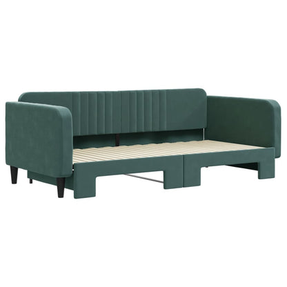 Slaapbank Fluweel Donkergroen 100 x 200 cm met onderschuifbed