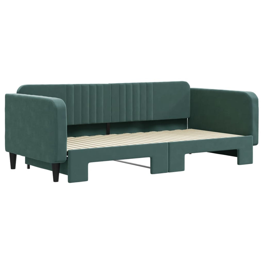 Slaapbank Fluweel Donkergroen 100 x 200 cm met onderschuifbed