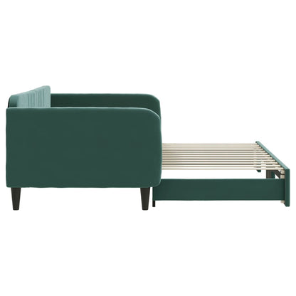 Slaapbank Fluweel Donkergroen 100 x 200 cm met onderschuifbed