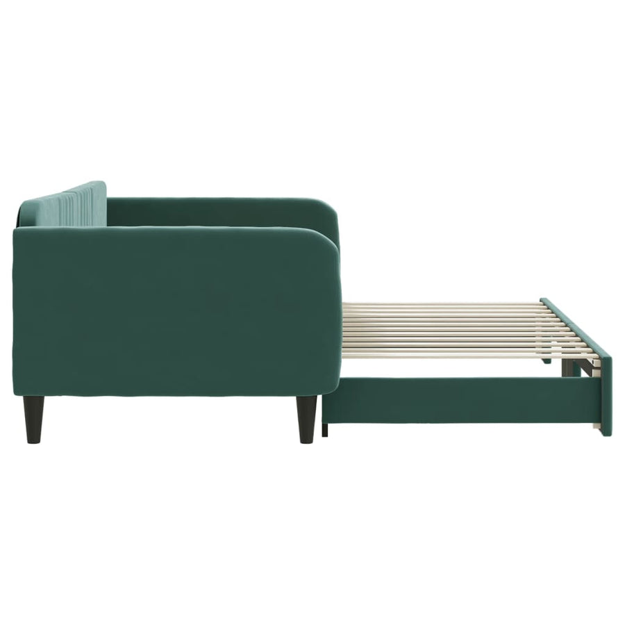 Slaapbank Fluweel Donkergroen 100 x 200 cm met onderschuifbed
