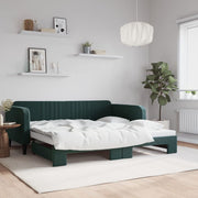 Slaapbank onderschuifbed 100x200 cm fluweel donkergroen