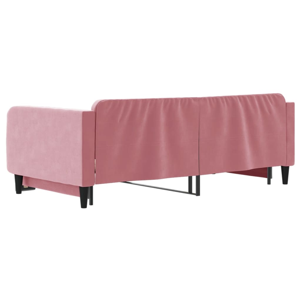 Slaapbank met onderschuifbed 100x200 cm fluweel roze