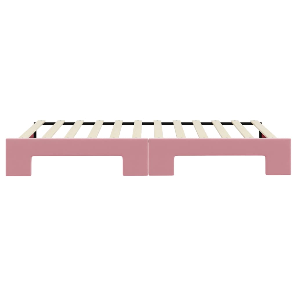 Slaapbank met onderschuifbed 100x200 cm fluweel roze