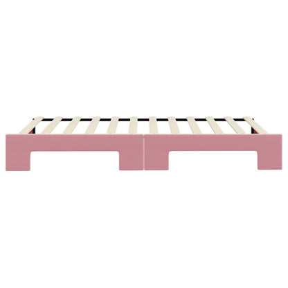 Slaapbank met onderschuifbed 100x200 cm fluweel roze