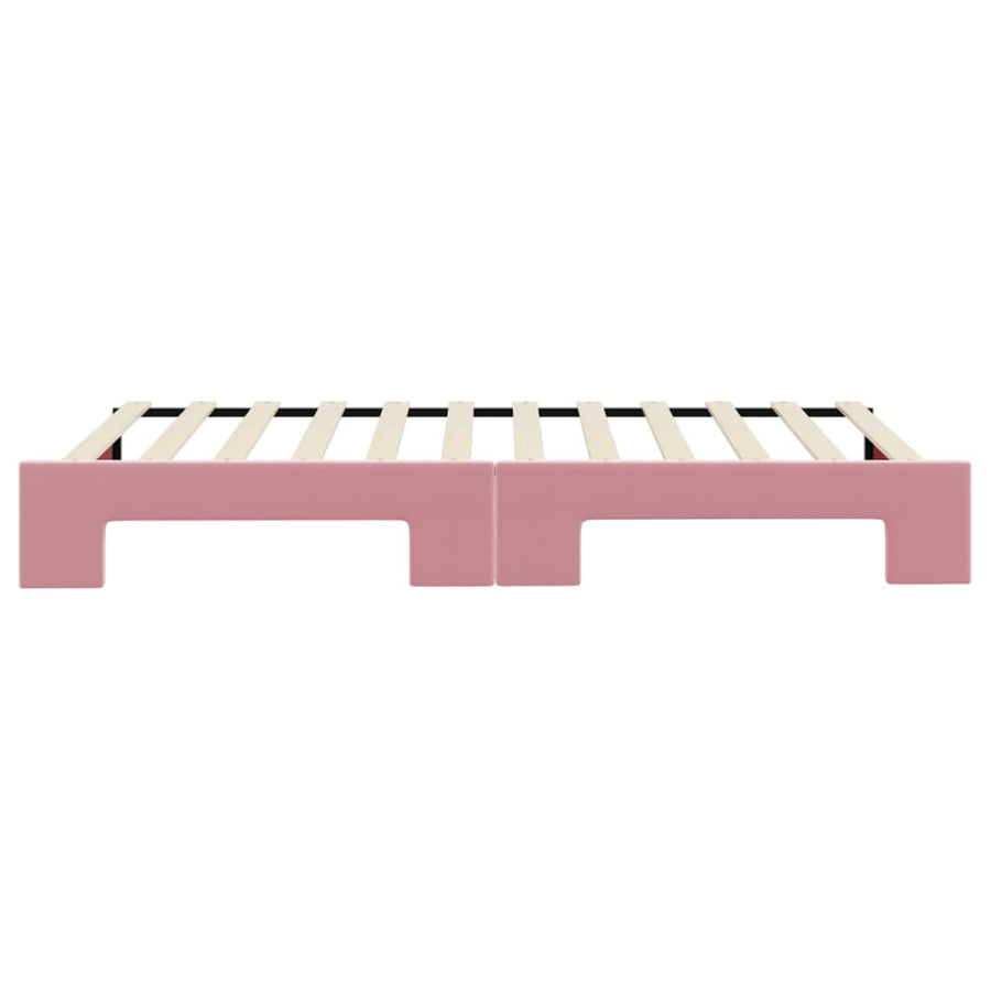 Slaapbank met onderschuifbed 100x200 cm fluweel roze