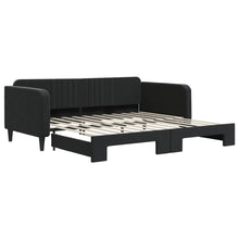 Slaapbank Fluweel 100 x 200 cm Zwart met onderschuifbed