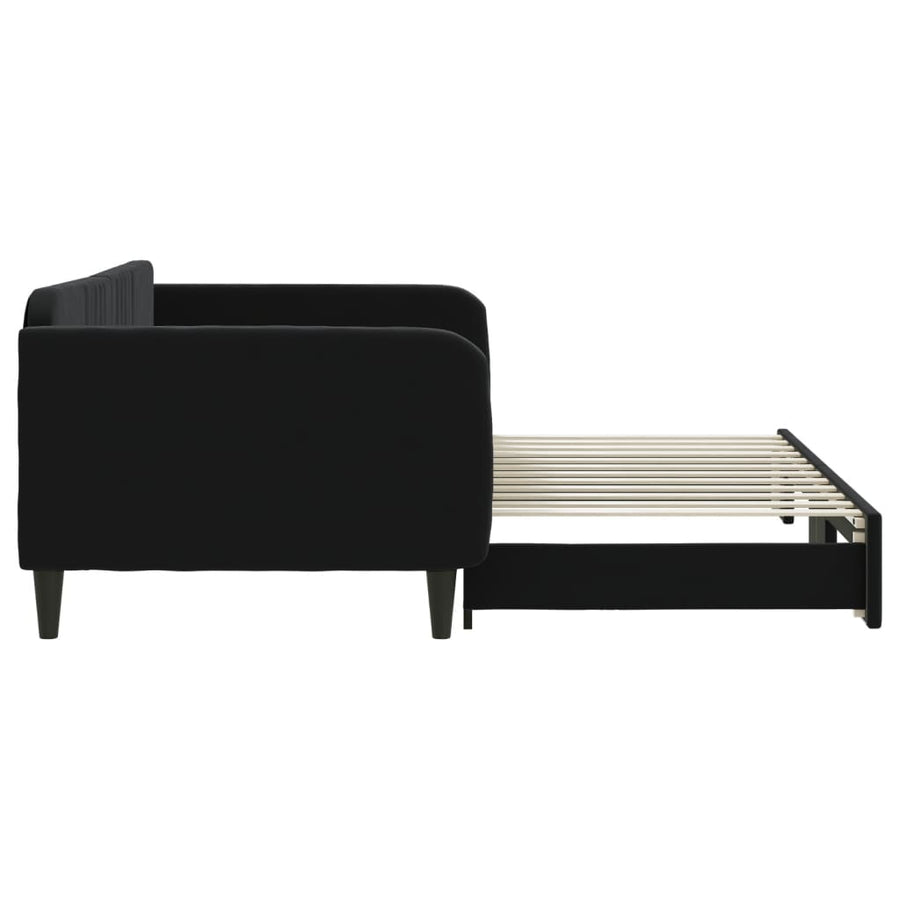 Slaapbank Fluweel 100 x 200 cm Zwart met onderschuifbed