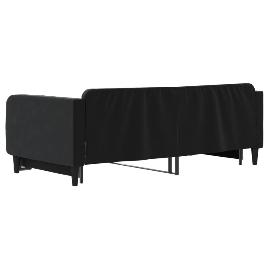 Slaapbank Fluweel 100 x 200 cm Zwart met onderschuifbed