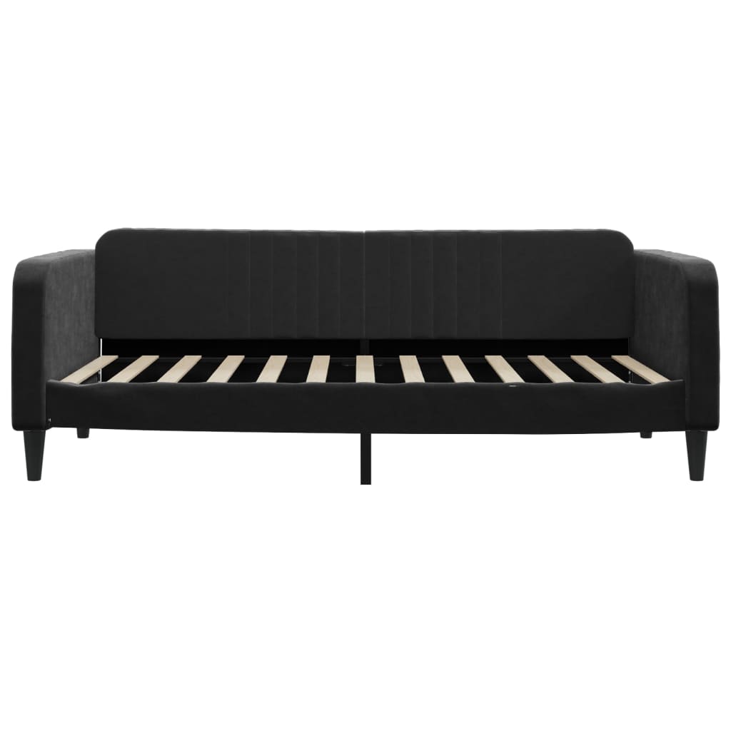Slaapbank Fluweel 100 x 200 cm Zwart met onderschuifbed