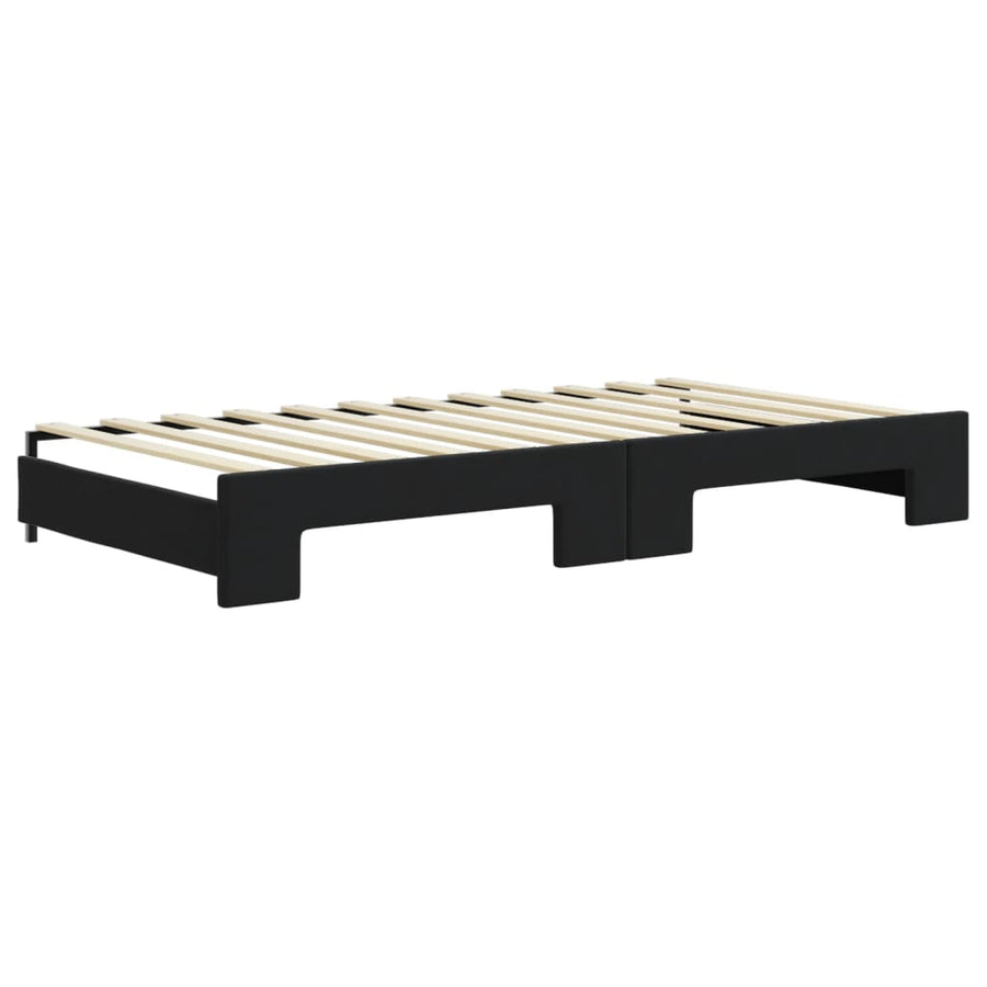 Slaapbank Fluweel 100 x 200 cm Zwart met onderschuifbed