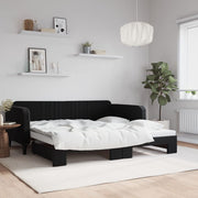 Slaapbank met onderschuifbed 100x200 cm zwart