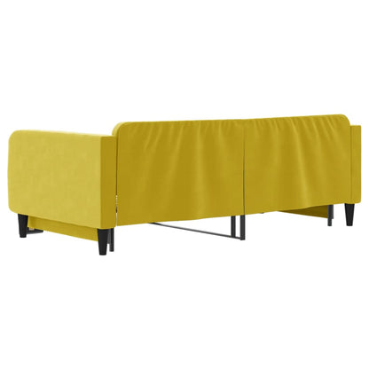 Slaapbank met onderschuifbed 100x200 cm fluweel geel