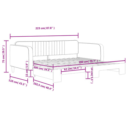 Slaapbank met onderschuifbed 100x200 cm fluweel geel